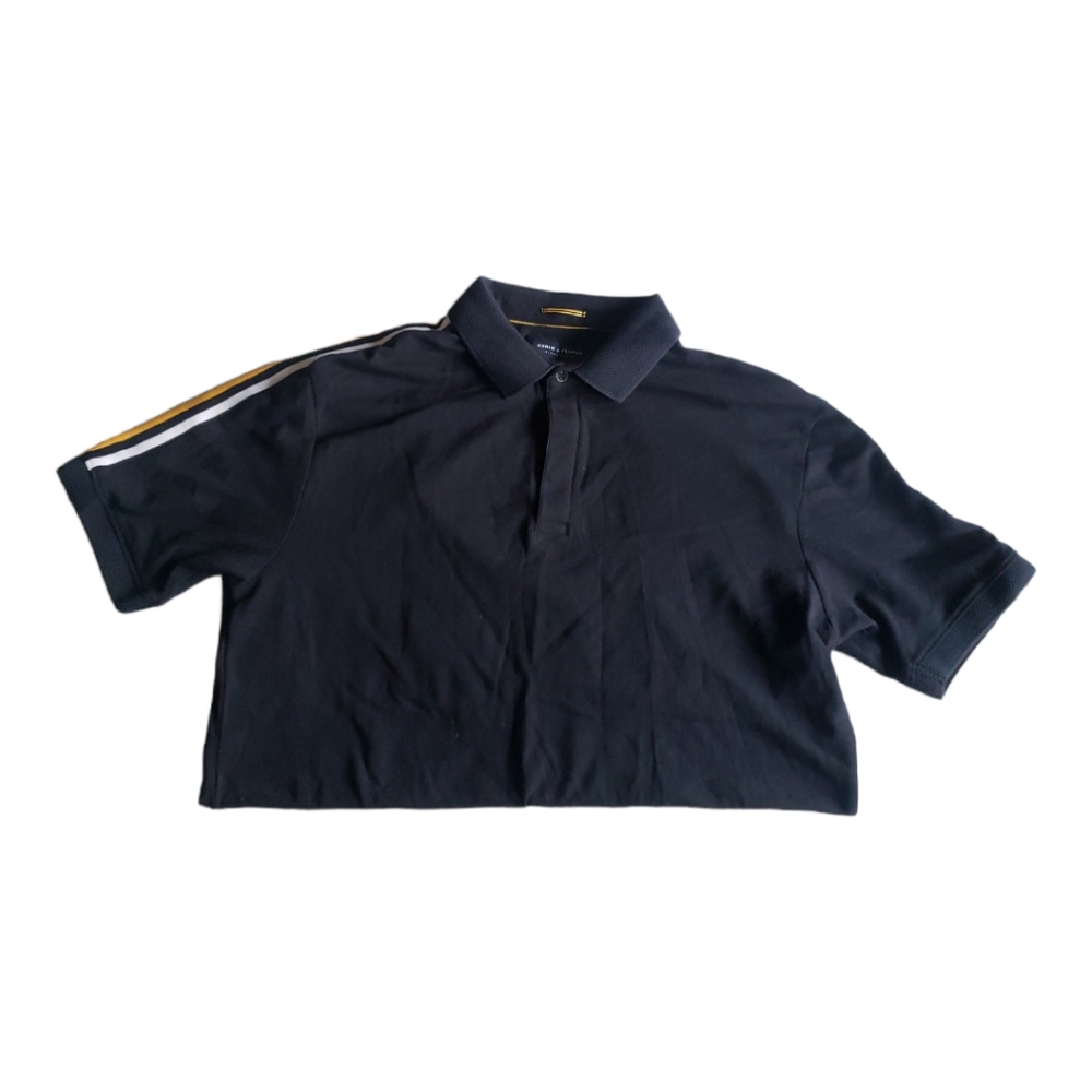 Denim and Flower Ricky Singh Slim Fit BlackYellow Shirt Sleeve Polo Shirt Mens L